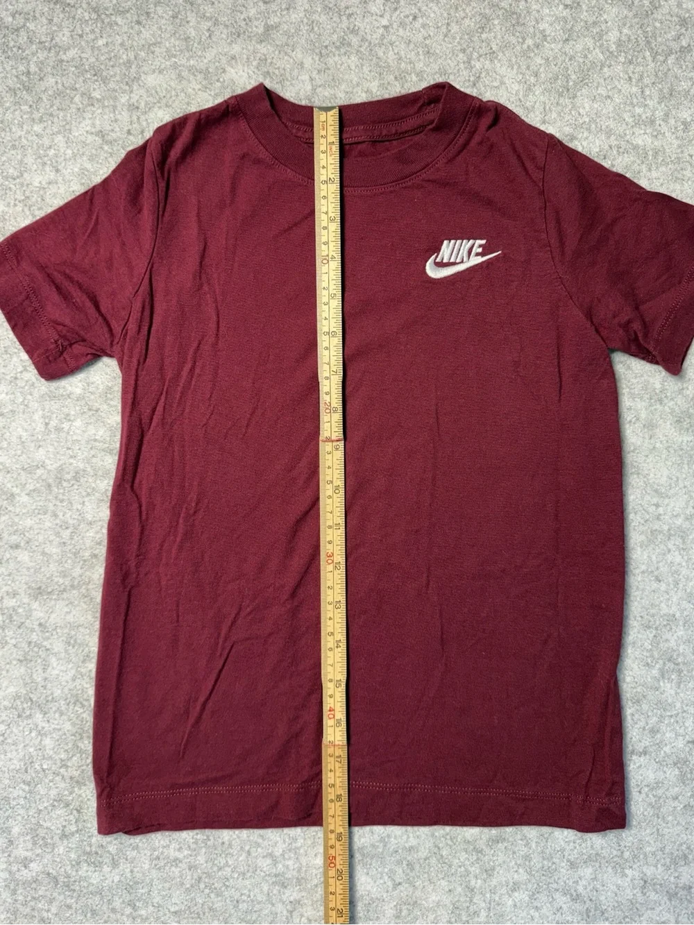 Nike Kid’s Burgundy Short-Sleeve Crew Tee with White Logo